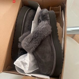 Gray platform UGG slippers. Never worn